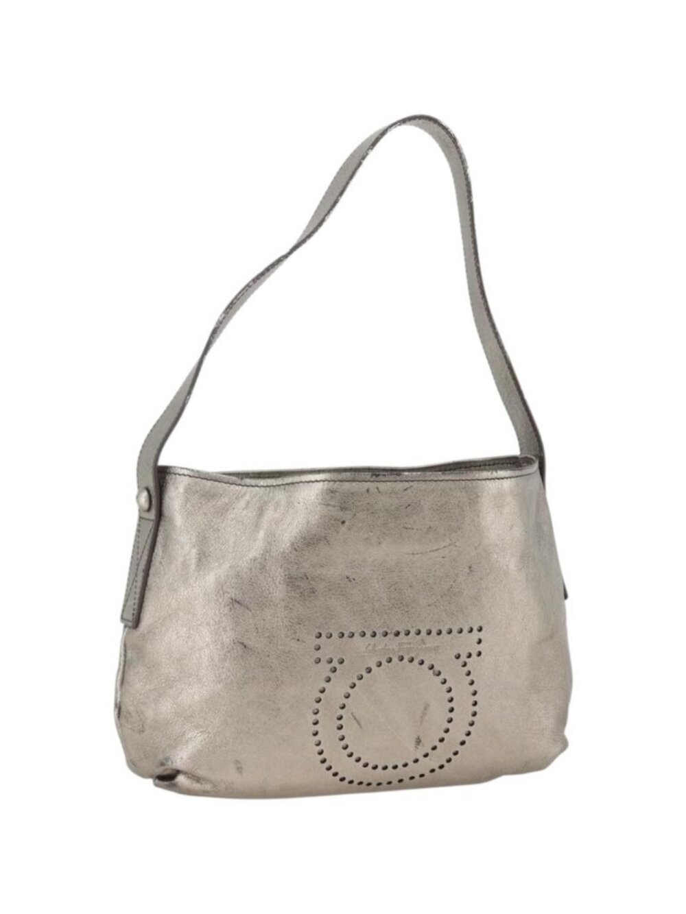 Salvatore Ferragamo Shoulder Bag Leather Silver